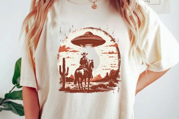 Cowboy UFO Abduction: A Sci-Fi Graphic for Modern Projects