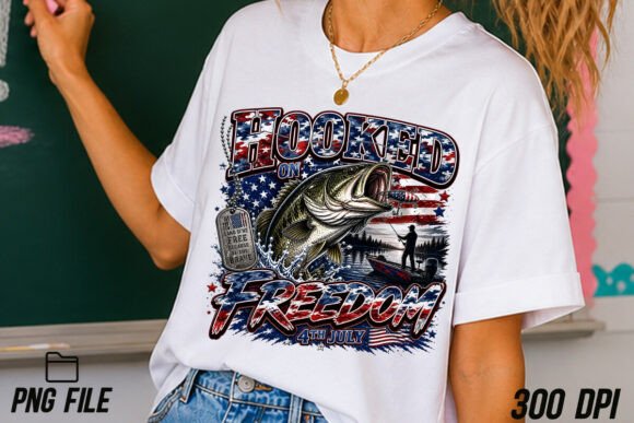 Hooked on Freedom PNG: Your Ultimate 4th July Bass Graphic