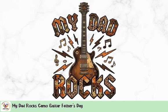 My Dad Rocks Camo Guitar Father's Day Design