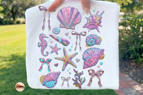 Patchwork Coquette Seashell Summer PNG: A Coastal Aesthetic