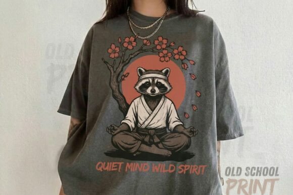 Quiet Mind Wild Spirit Zen Raccoon PNG