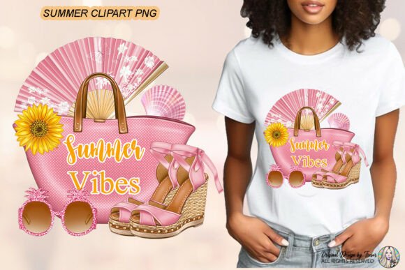 Summer Vibes PNG: Pink Beach Bag Clipart for Designers