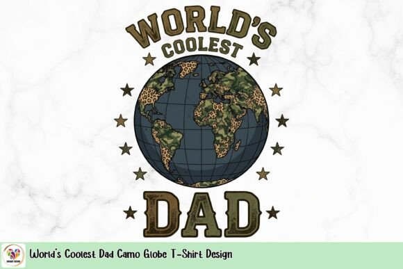 World's Coolest Dad Camo Globe T-Shirt Design: A Graphic Breakdown
